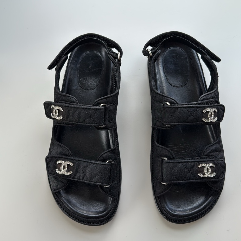 Chanel Quilted Dad Sandals, Black, Size 39.5 - Picture 6 of 17